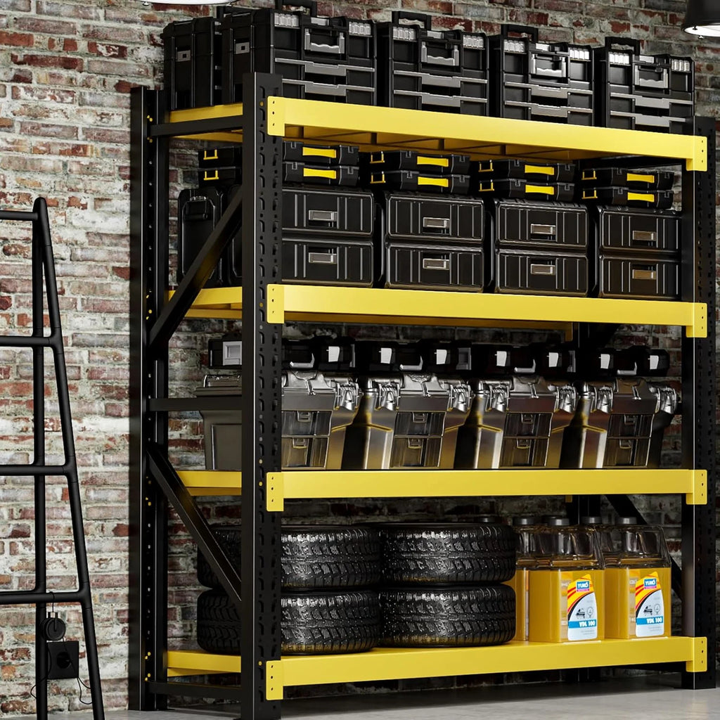 3000 lb Heavy - Duty Garage Shelving, 31.5" W Metal Shelves, 4 - Tier Adjustable Garage Shelving Units, Storage Racks for Warehouse, Workshop