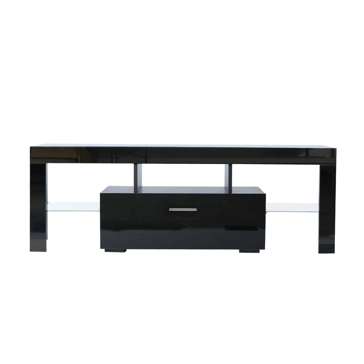 PAPROOS TV Stand for Tvs up to 70", High Gloss TV Cabinet with LED Light, Modern TV Console Table with Storage Drawers, Media Television Stand Entertainment Center, White