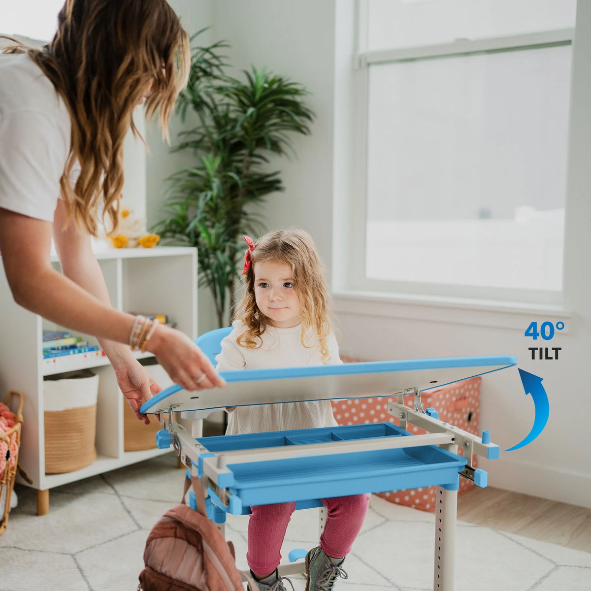 Mount - It! Kids Desk and Chair Set, Blue