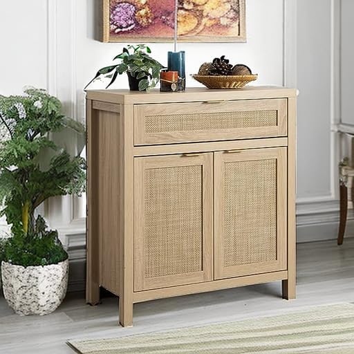 Rattan-Style Sideboard Cabinets, Set of 2, Natural