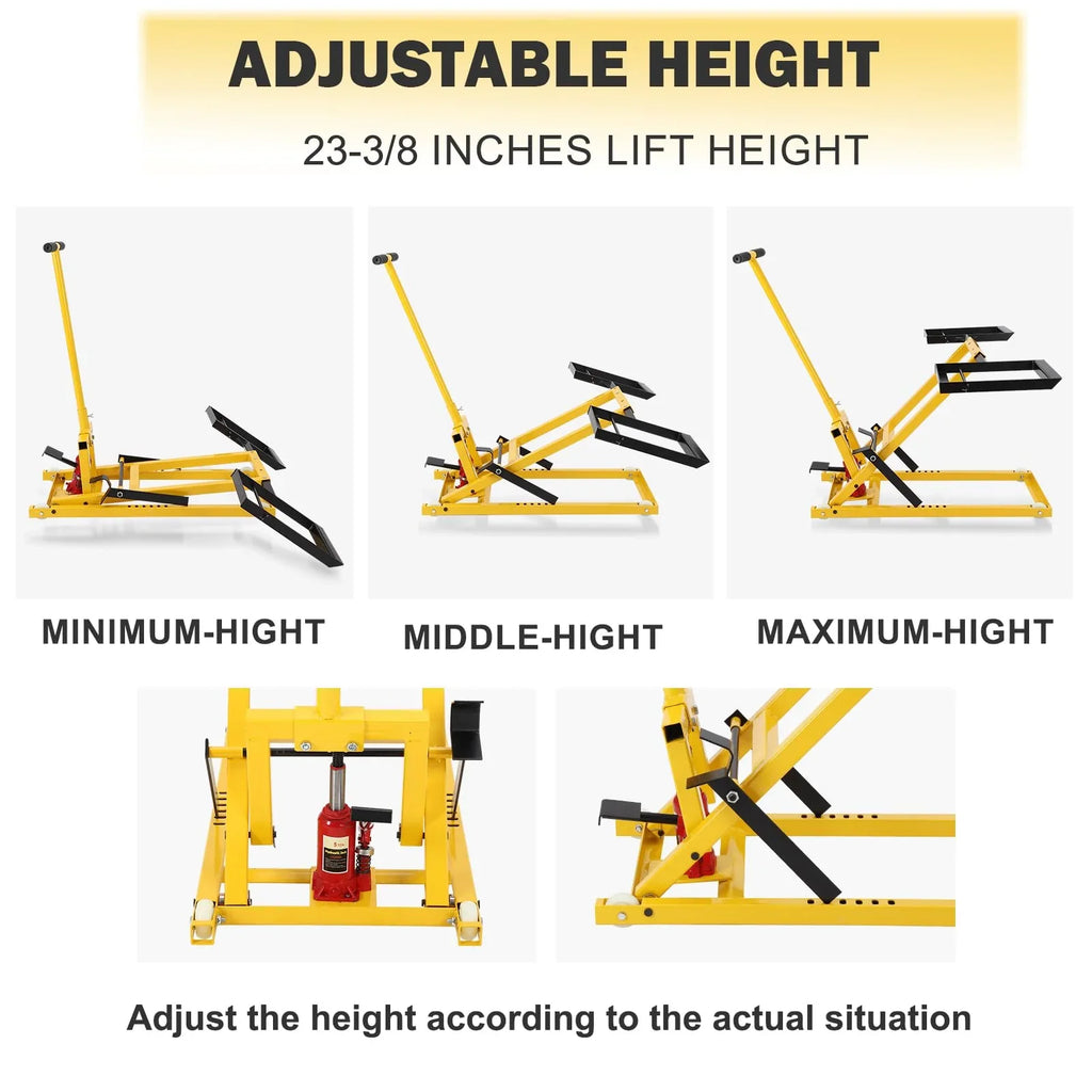 Lawn Mower Lift with Hydraulic Jack, 26 Inches Lawn Mower Lift, Welded Solid Steel Construction, Weight Capacity 500 lbs, for Riding Lawn…