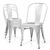 Monibloom Industrial Metal Dining Chair Set of 4, Stackable Bar Stools, for Home Patio Cafe Bar, White
