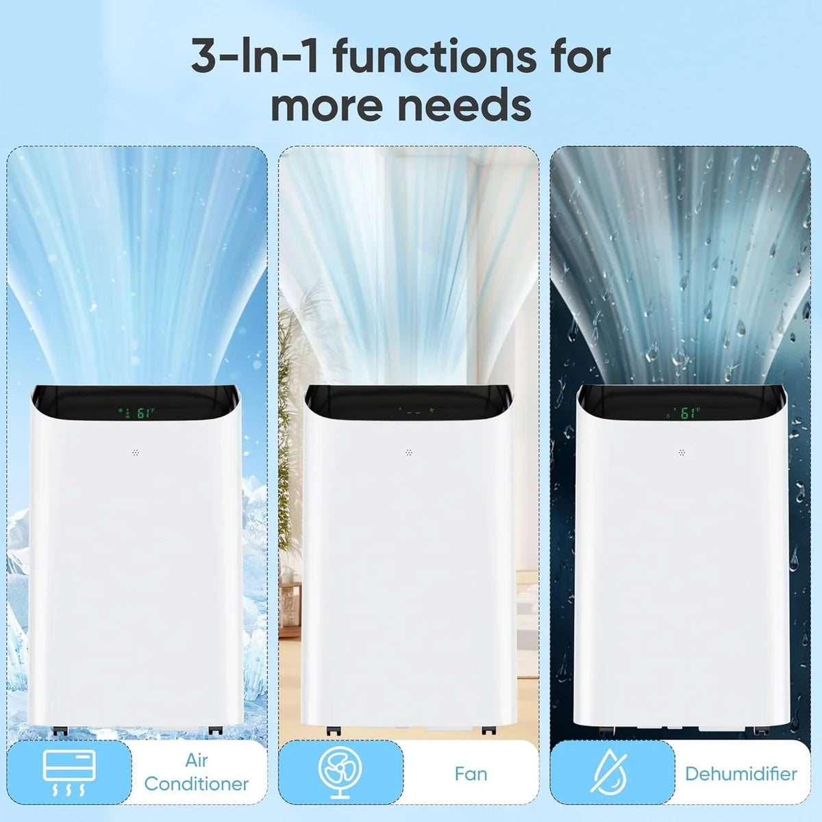 Portable Air Conditioner Cools Up to 700 Sq.ft, 3-IN-1 Energy Efficient Portable AC Unit with Remote Control & Installation Kits for Large…