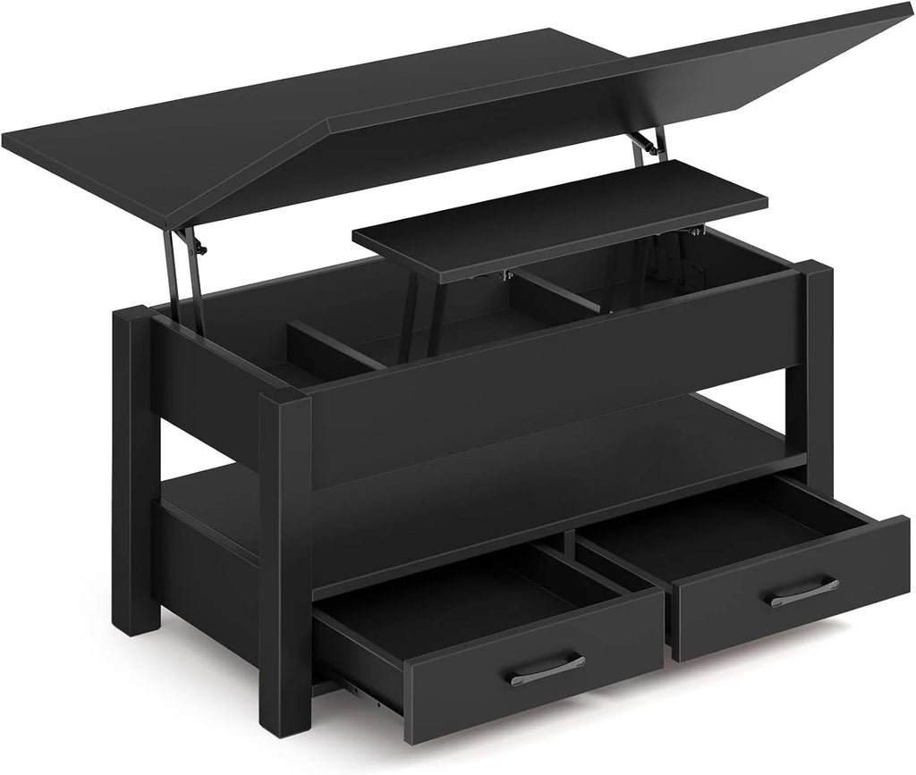 Lift-Top Coffee Table with Drawers and Hidden Storage