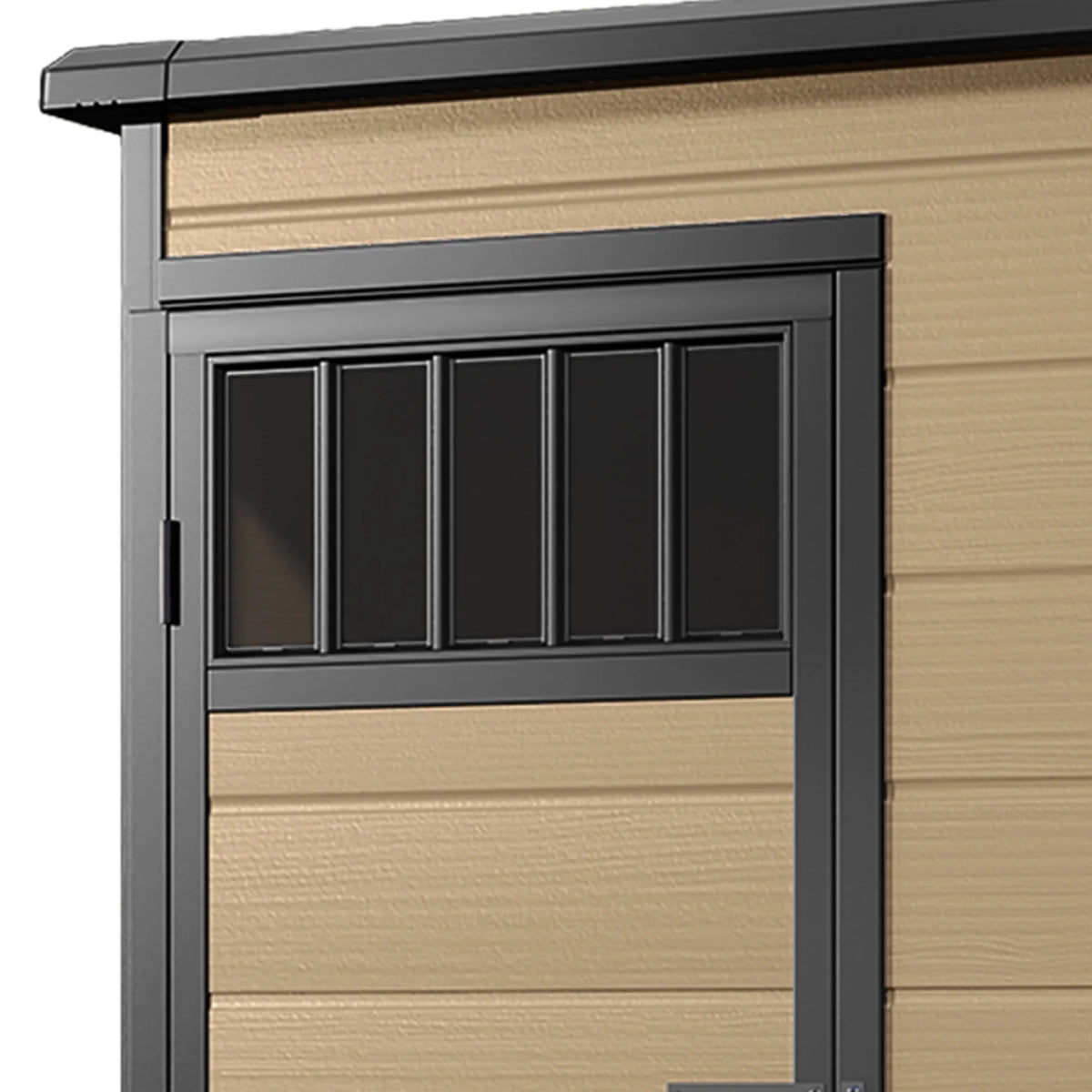 Modfusion 4.62.66.3 Ft Resin Storage Shed with Window, Floor, Plastic Roof, Storage Cabinets for Brooms Vacuum Cleaners Fits 65 to 68 in, Winter Gear Box, Black
