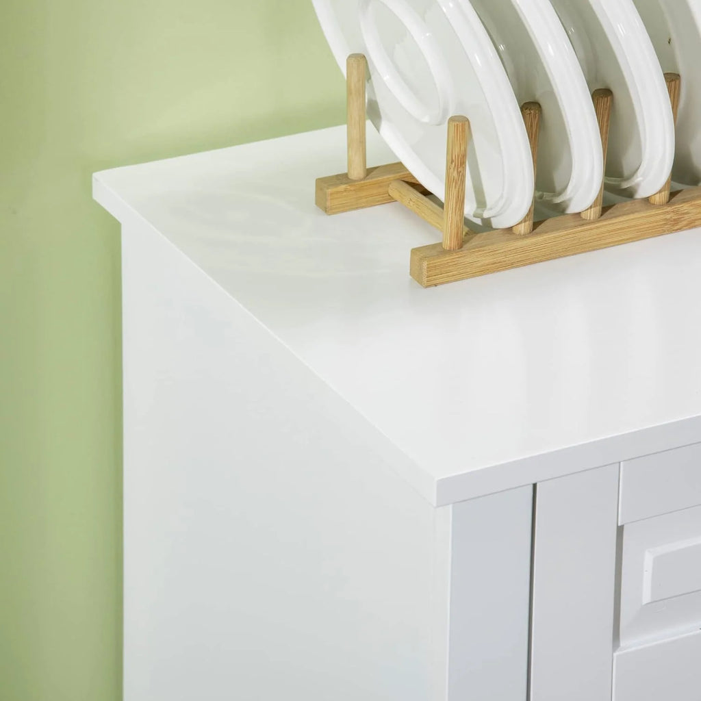 Kitchen Sideboard with Two Drawers and Adjustable Shelves, White