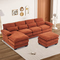 Rophefx 114.3" U Shaped Sectional Couches for Living Room, Cloud Couch, 4 Seats Chenille Couch with Double Layer Cushion, Orange