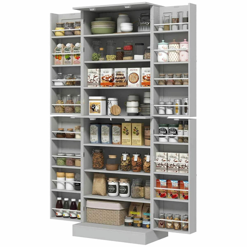 Spaco 17 - Tier Kitchen Small Pantry Cabinet with 2 Doors and 6 Adjustable Shelves, Cabinet Pantry, Freestanding 5 - Tier Shelving Pantries for Kitchen Storage, Gray