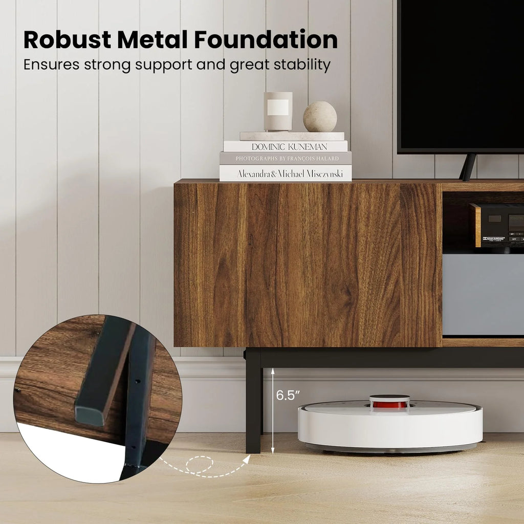 Tangkula Mid Century Modern Large TV Stand for TVs up to 80”