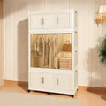 Montary Kids Portable Wardrobe W/ Magnetic Doors & Hanging Rod - 4 - Cube Plastic Storage Cabinet, Nursery/Bedroom