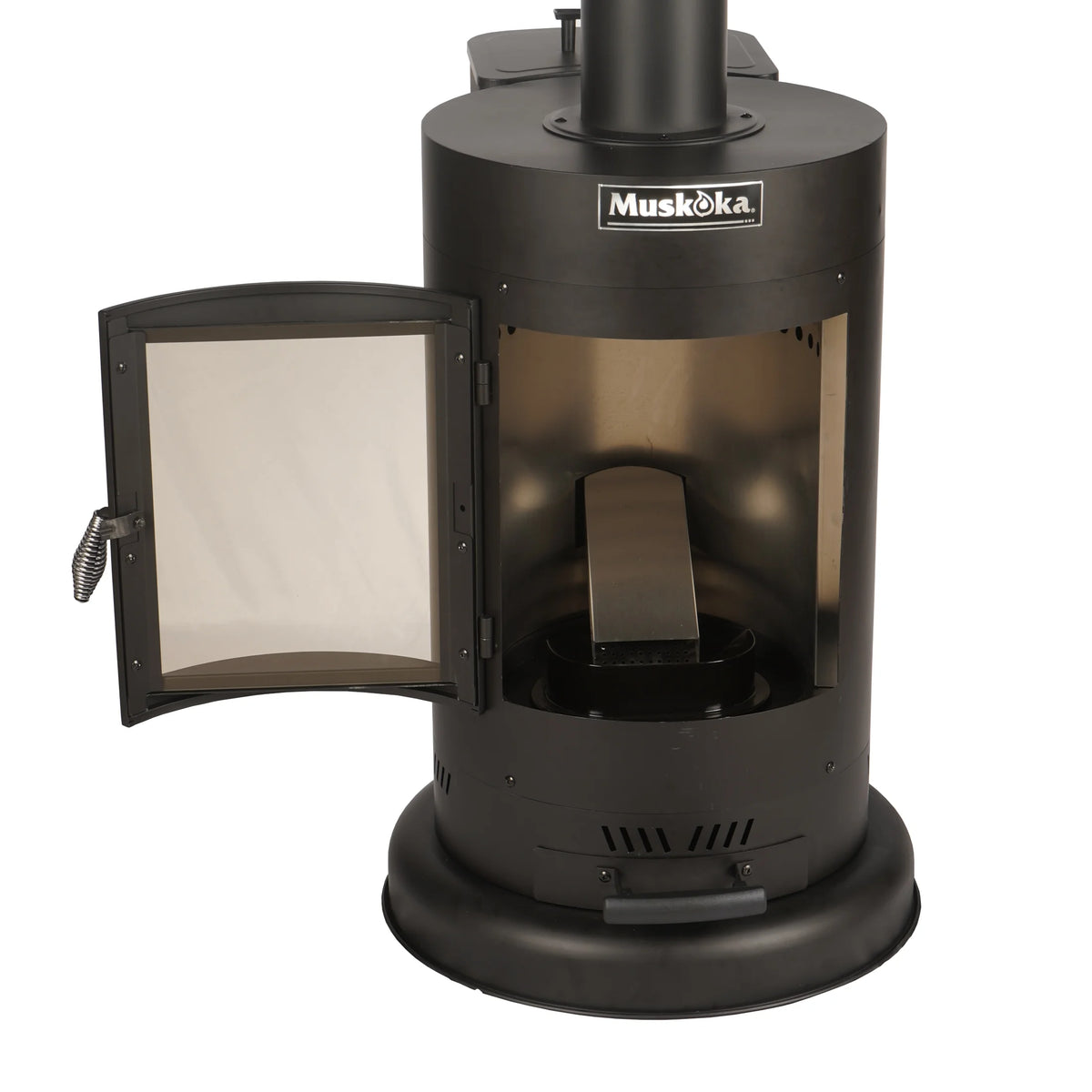 Muskoka 84" High 75, 000 BTU Black Steel Wood Pellet Patio Heater