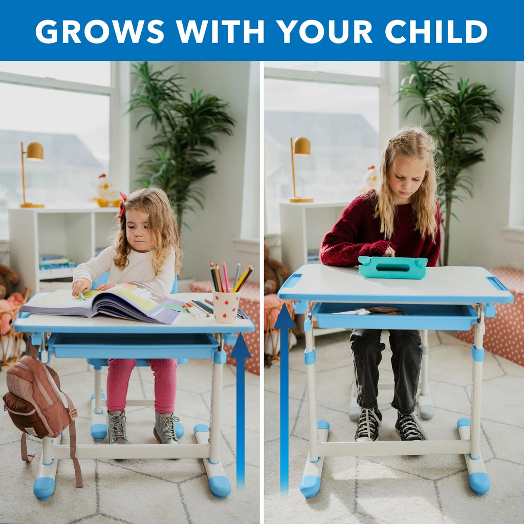 Mount - It! Kids Desk and Chair Set, Blue