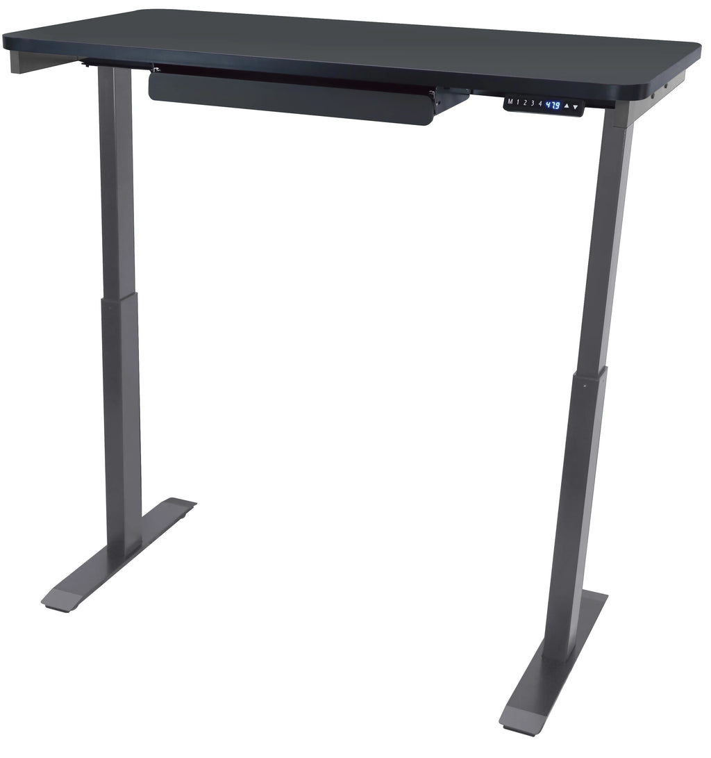 Motionwise Black Electric Height Adjustable Standing Desk, 24?x48", Height Adjustable 28" - 48" with 4 Pre - Set Height Adjustments and USB Charge Port, Multiple Colors