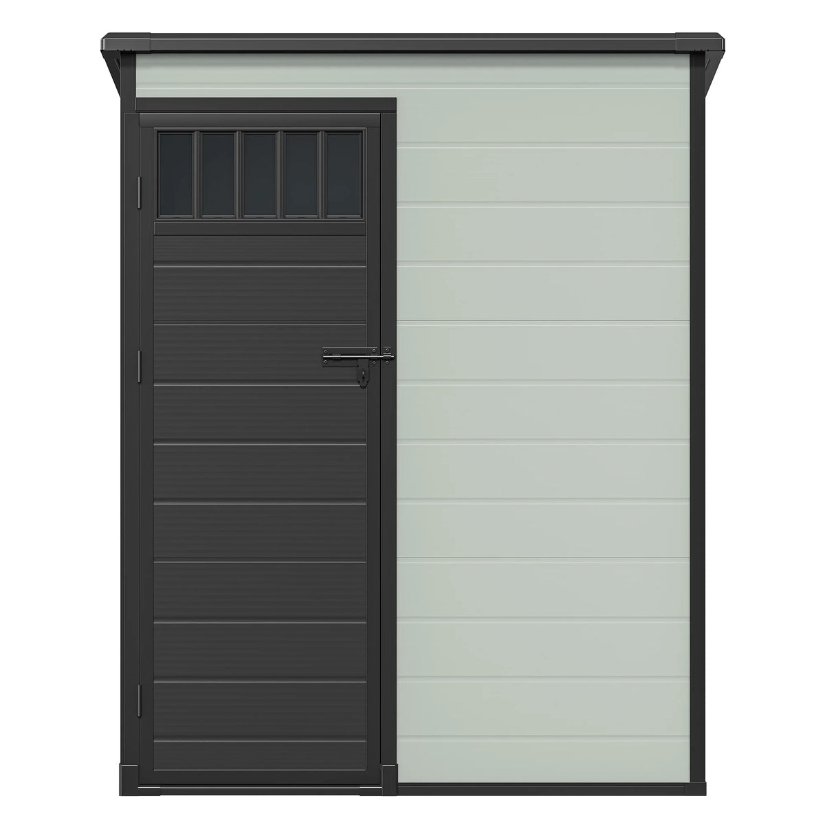 Modfusion 4.62.66.3 Ft Resin Storage Shed with Window, Floor, Plastic Roof, Storage Cabinets for Brooms Vacuum Cleaners Fits 65 to 68 in, Winter Gear Box, Black