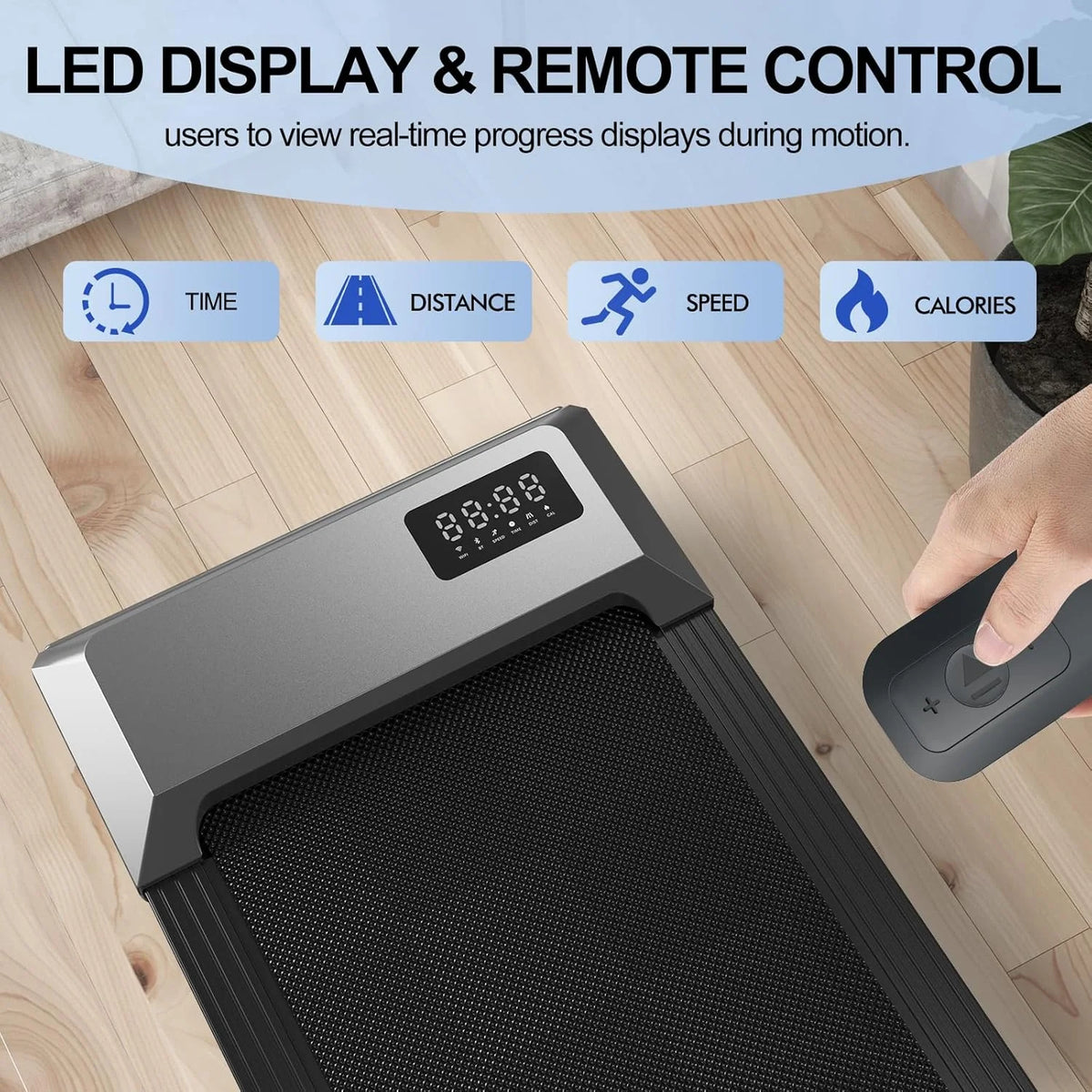 YDZJY 250 lb Walking Pad, 0.6 - 2.5 Mph Speed Range 1.2HP Quite Under Desk Treadmill, 2 in 1 Treadmill for Home/Office Exercise with Remote Control, Portable Treadmill with LED Display(Black)