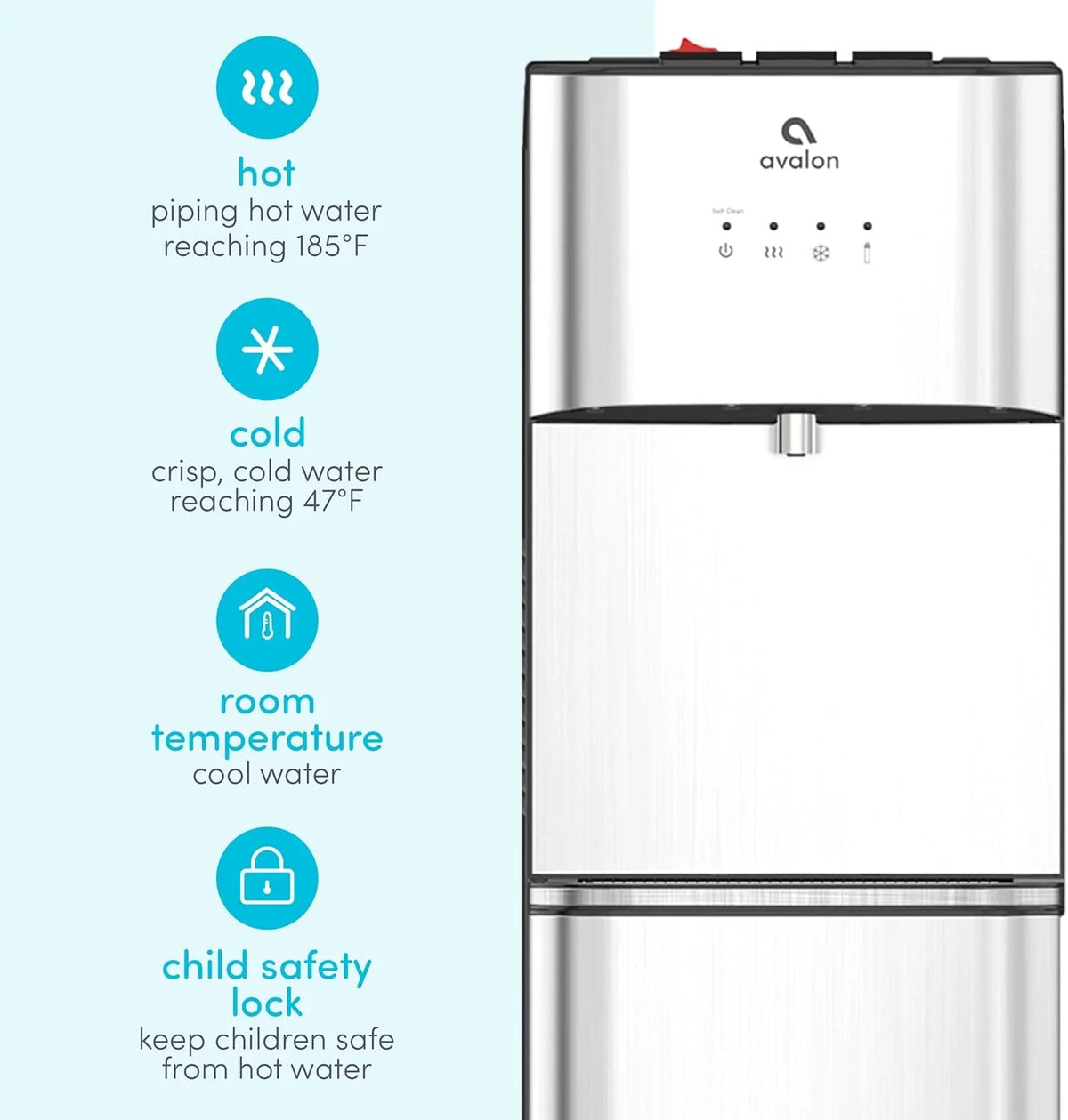 Limited Edition Self Cleaning Water Cooler Water Dispenser - 3 Temperature Settings - Hot, Cold & Room Water, Durable Stainless Steel…