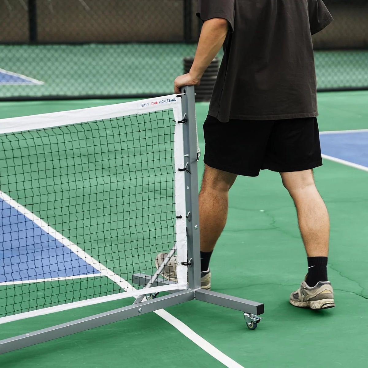 Portable Pickleball Net with Wheels and Winch System