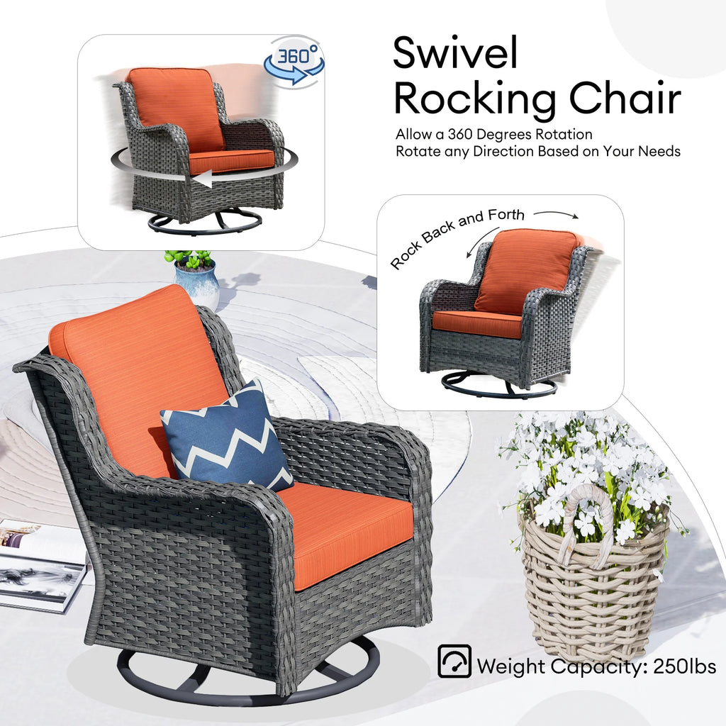 Ovios 8 - Piece Wicker Outdoor Sectional Patio Set with Swivel Chairs and Loveseat, Gray