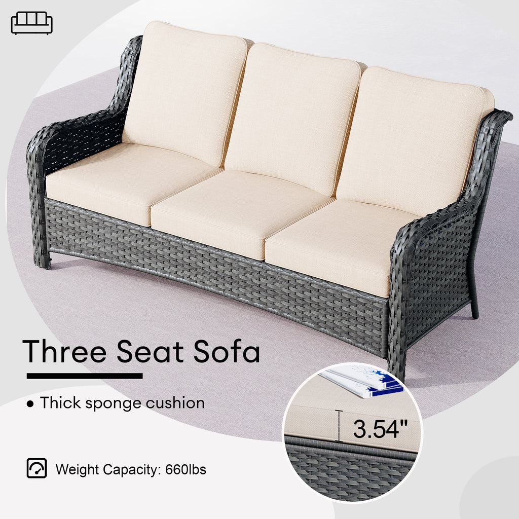 Ovios 8 - Piece Wicker Outdoor Sectional Patio Set with Swivel Chairs and Loveseat, Gray