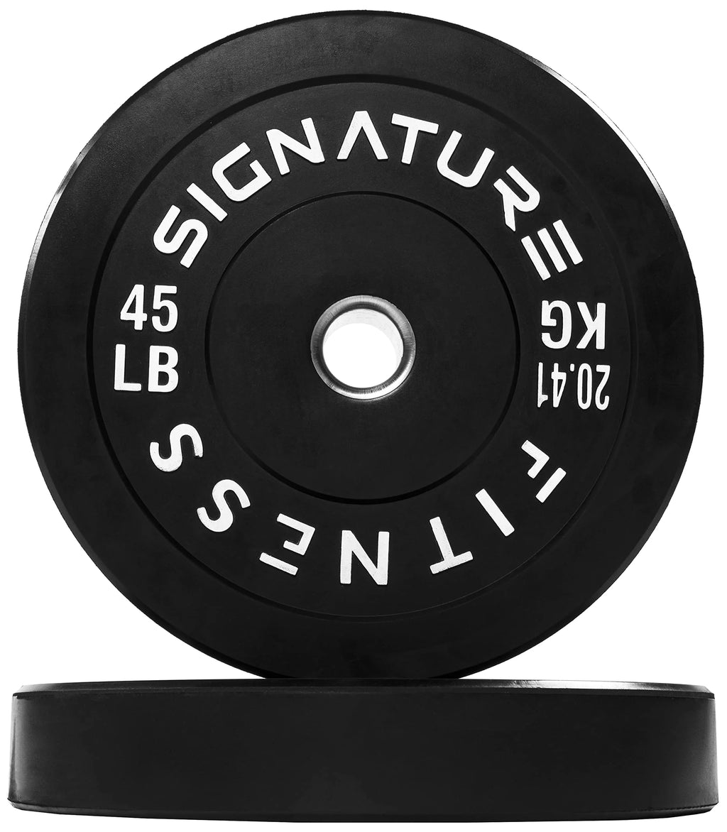 Signature Fitness 2 Olympic Bumper Plate Weight Plates with Steel Hub