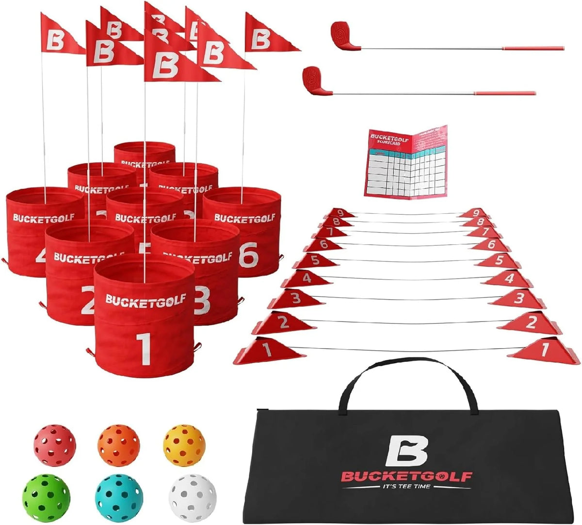 Portable 9-Hole Outdoor Golf Game Set with 2 Clubs