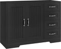 Sideboard Cabinet with Drawers and Beadboard Doors, Black