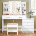 Makeup Vanity Desk with Mirror, Lights and 6 Drawers