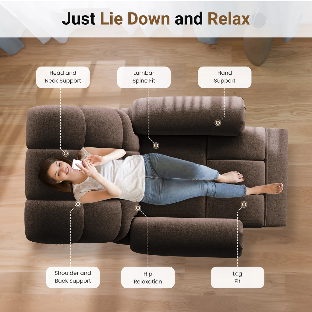 Power Recliner Chair, Electric Recline Sofa Chair for Adults with USB Port, Comfy Teddy Fleece Adjustable Cloud Sofa, Tool - Free Setup, Beige White