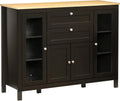 Kitchen Sideboard with Glass Doors and Two Drawers, Oak White