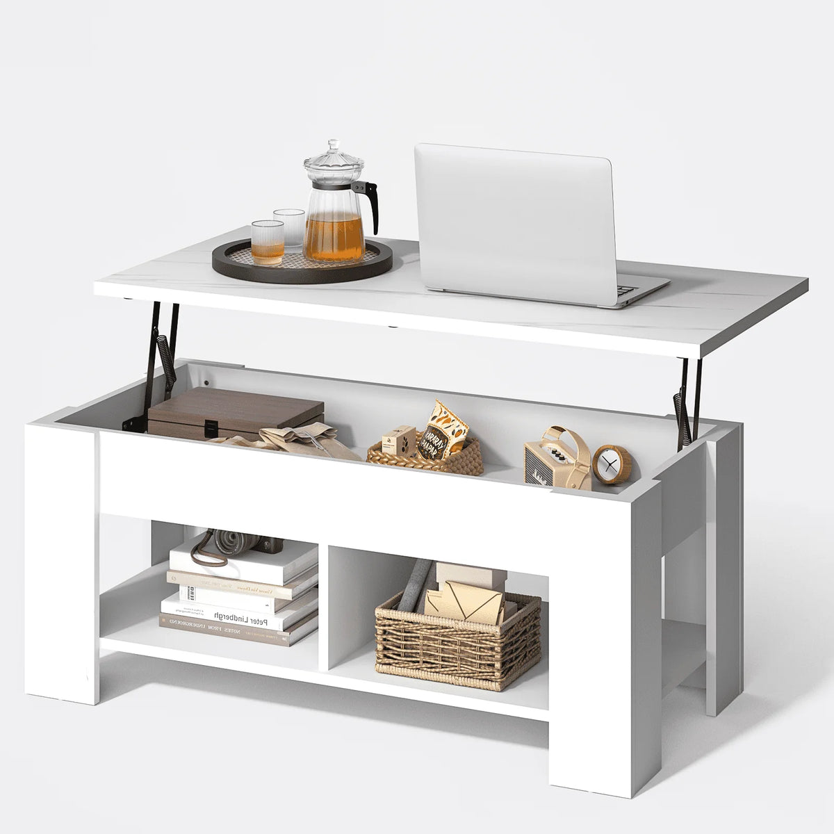 MONINXS Lift Top Coffee Table, 39.4" with Hidden Compartment & Storage