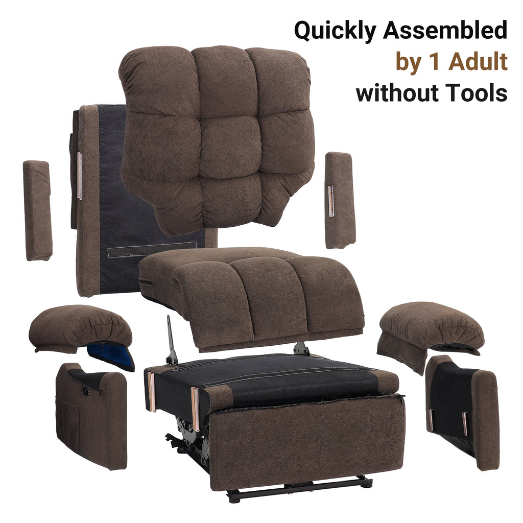Power Recliner Chair, Electric Recline Sofa Chair for Adults with USB Port, Comfy Teddy Fleece Adjustable Cloud Sofa, Tool - Free Setup, Beige White