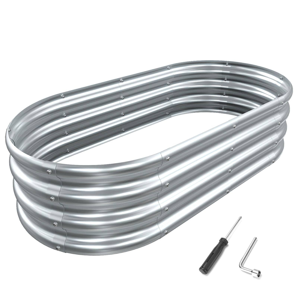 Mofeez Galvanized Raised Garden Bed Kit, 4x2x1 ft Galvanized Planter Raised Beds, Oval Large Metal Raised Garden Beds Outdoor for Vegetables,