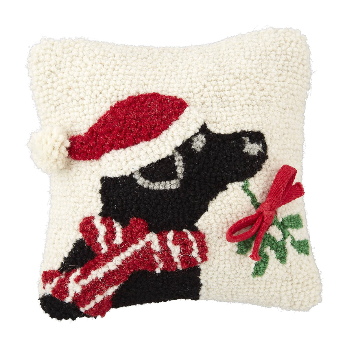 Mud Pie Dog Hooked Pillow, Black