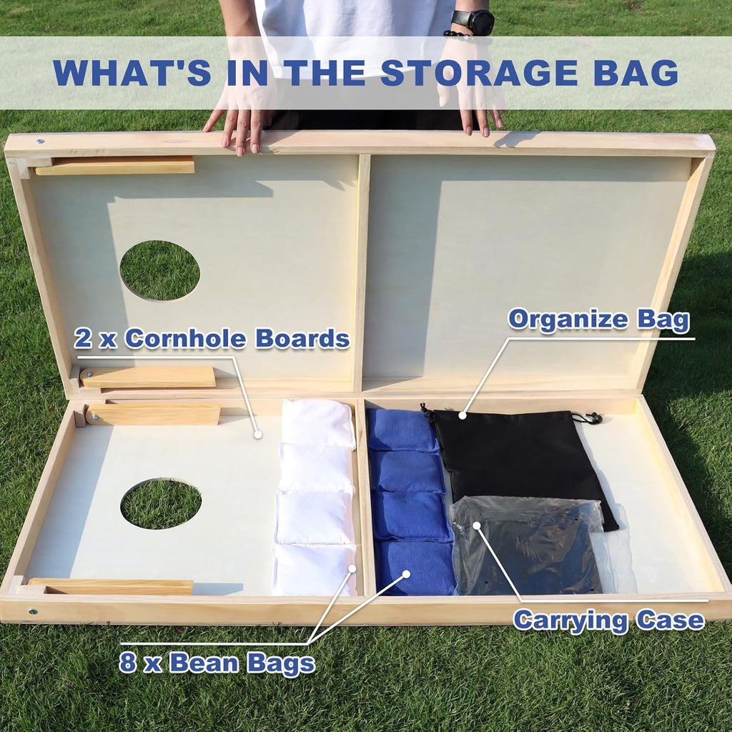 Wood Cornhole Board Set with 8 Bean Bags