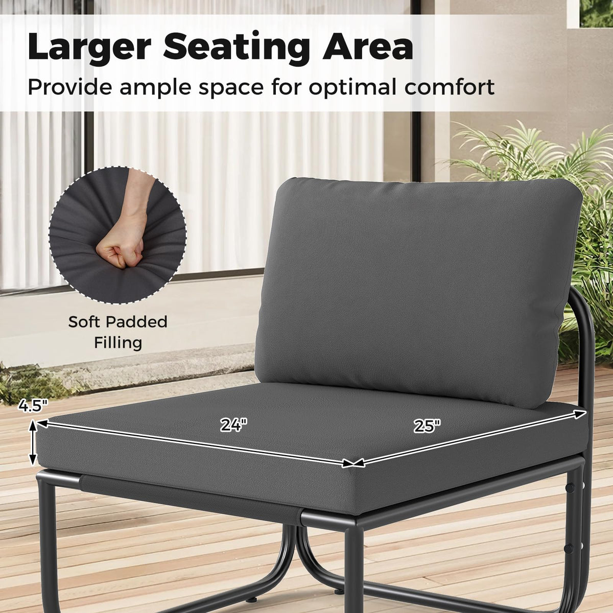 Tangkula 4 Pieces Patio Furniture Set with Cushions and Tempered Glass Coffee Table