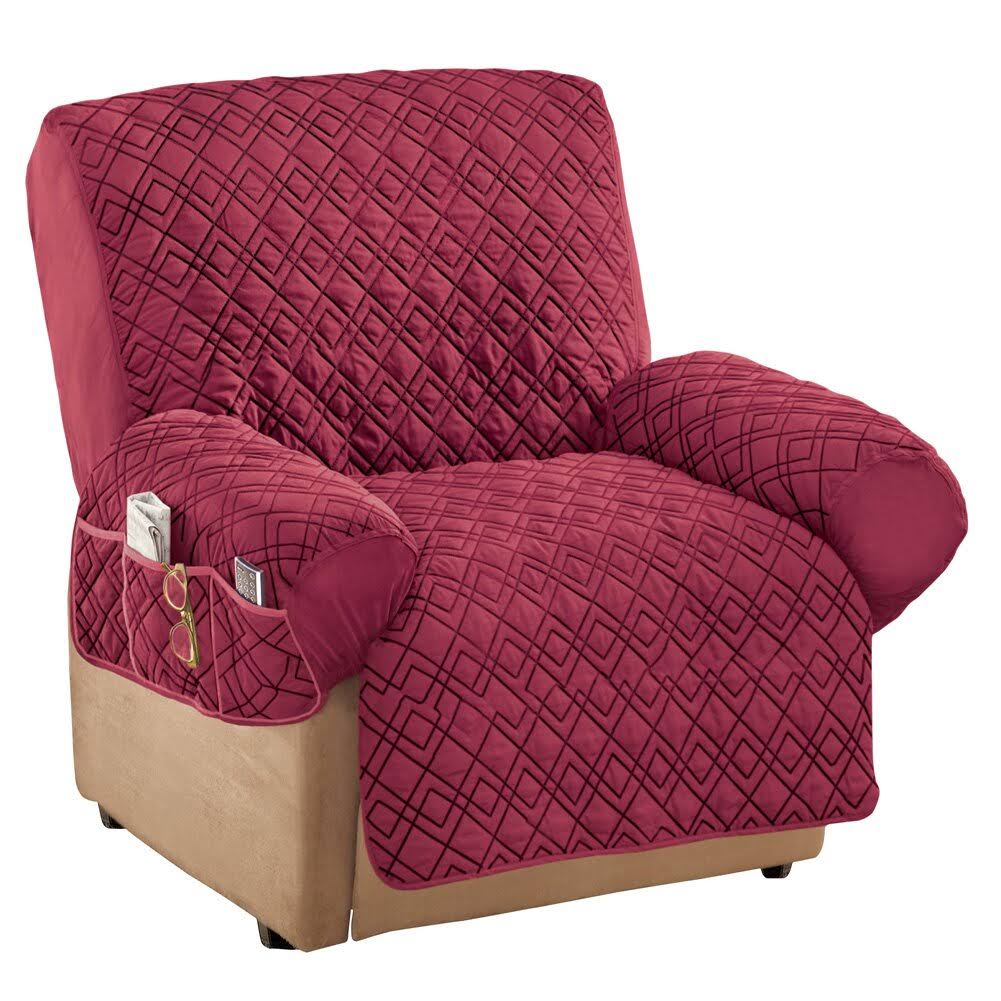 Open Box - George Oliver T-Cushion Recliner Slipcover - Burgundy