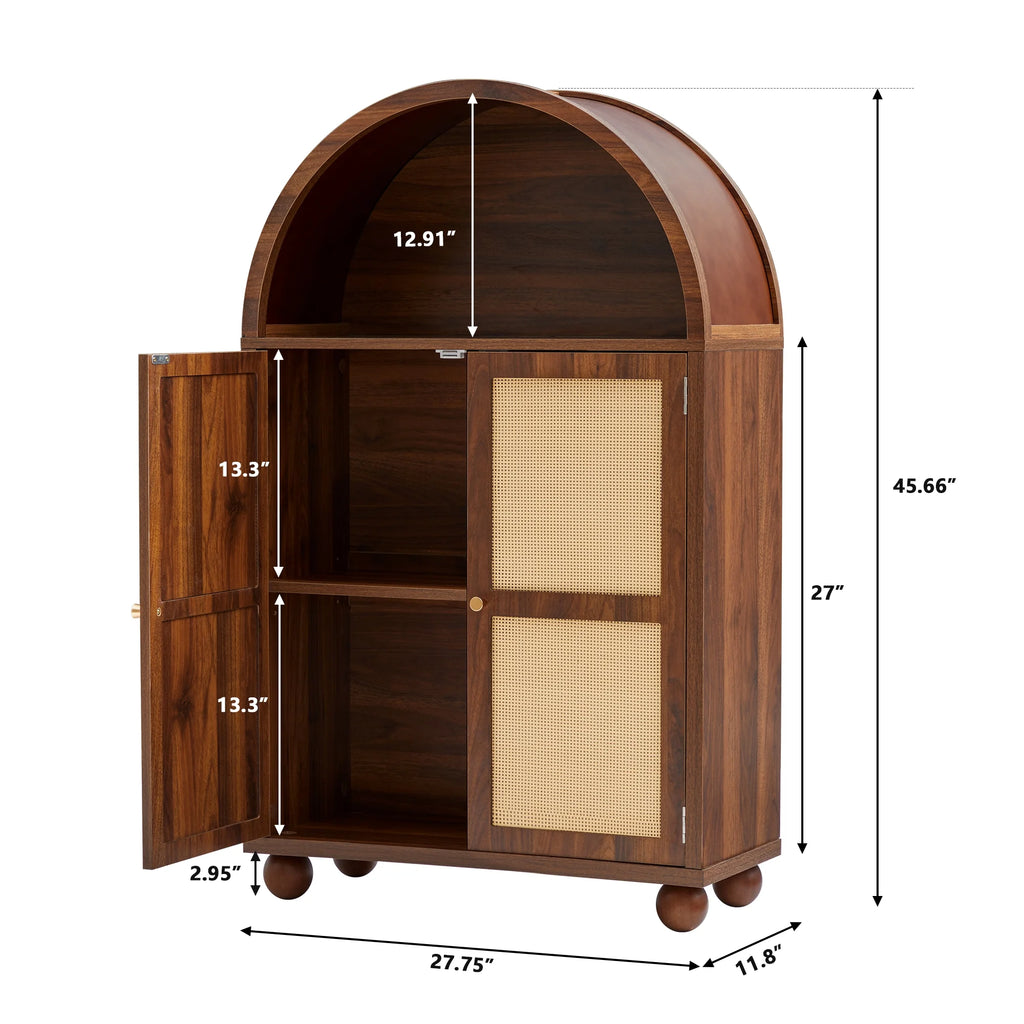 Wirrytor Arched Kitchen Storage Cabinet, Sideboard Buffet Cabinet with 2 - Tier and 2 Doors, Black Sideboard, Kitchen Pantry Cabinet, Wooden Storage Cabinet for Living Room