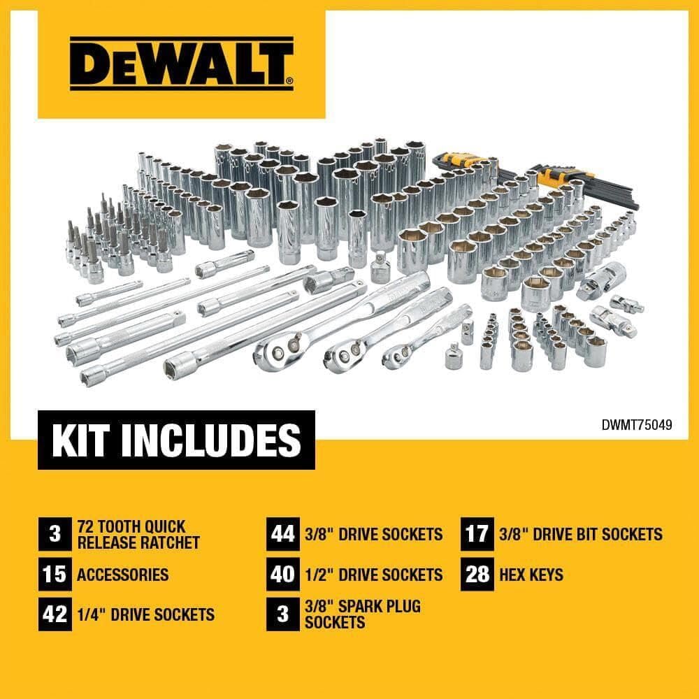 Mechanics Tool Set, Sae and Metric, 1/2, 1/4, 3/8 Drive Sizes, 192-PIECE