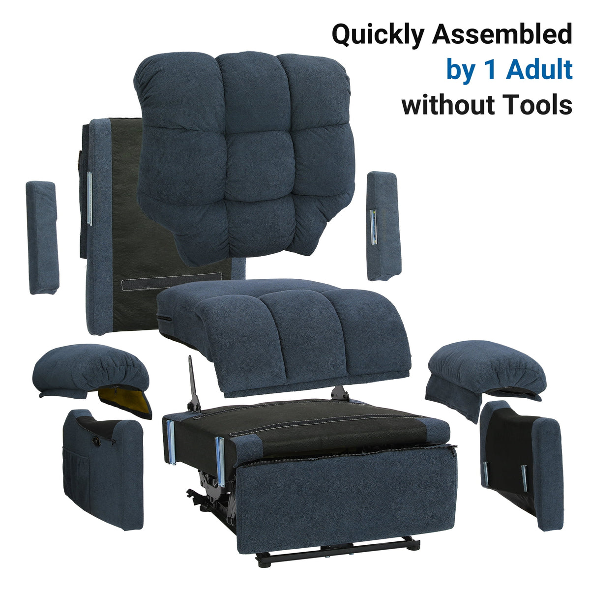 Power Recliner Chair, Electric Recline Sofa Chair for Adults with USB Port, Comfy Teddy Fleece Adjustable Cloud Sofa, Tool - Free Setup, Beige White