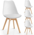 Mid-Century Dining Chairs with Padded Seats, Set of 4, White