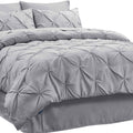 Bedsure King Size Comforter Set - Bedding Set King 7 Pieces, Pintuck Bed in A Bag Grey Bed Set with Comforter, Sheets, Pillowcases & Shams