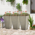 Outsunny 28" Tall Plastic Flower Pot, Set of 3, Large Outdoor & Indoor Plastic Garden Planters, for Entryway, Patio, Yard - Grey