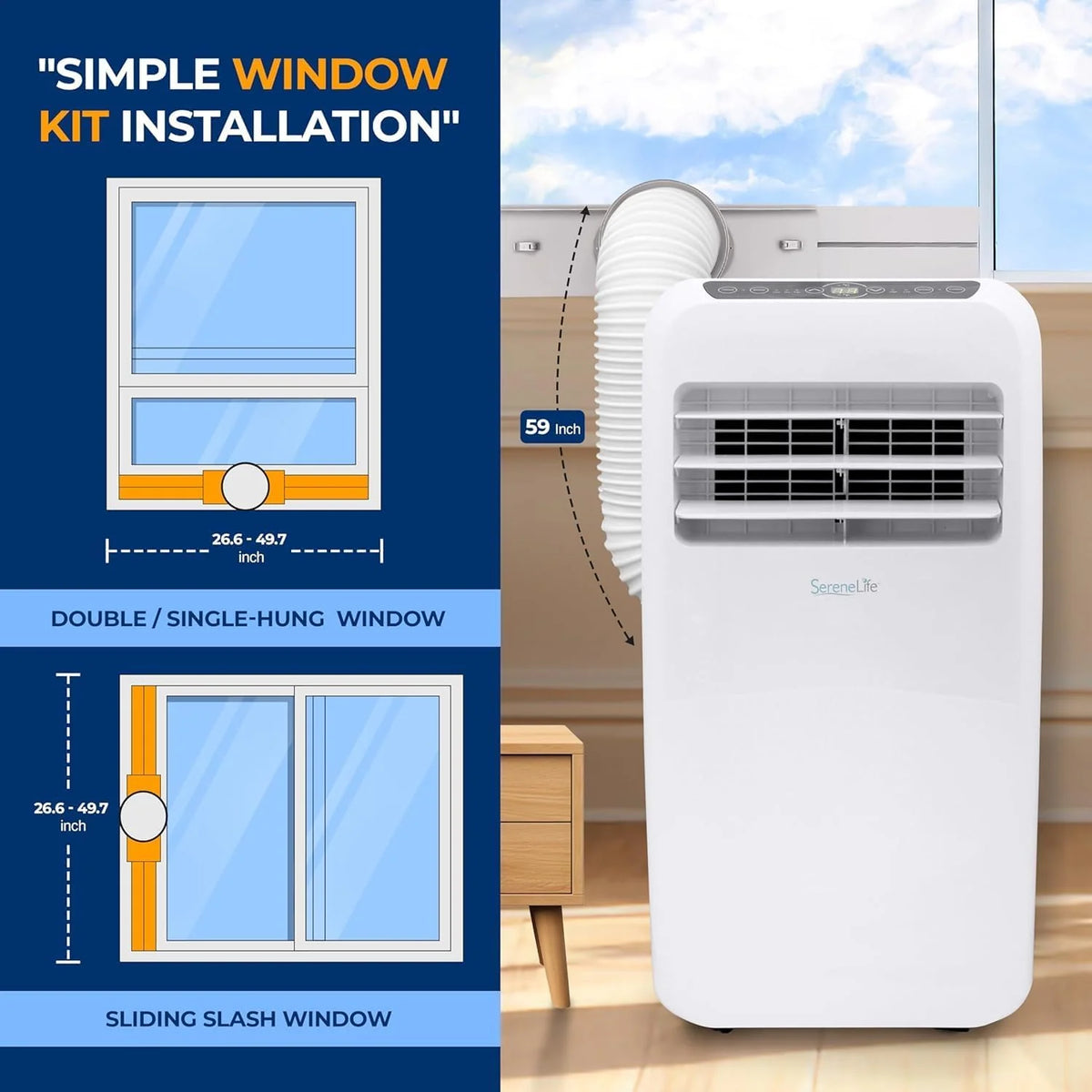 Portable Air Conditioner with Remote Control and Window Kit