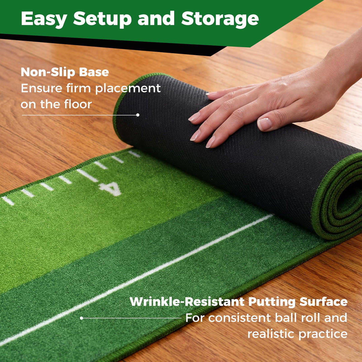 Tangkula Putting Green Indoor Golf Putting Mat 3 Putting Practice Balls Golf Training Aid for Home Office & Outdoors