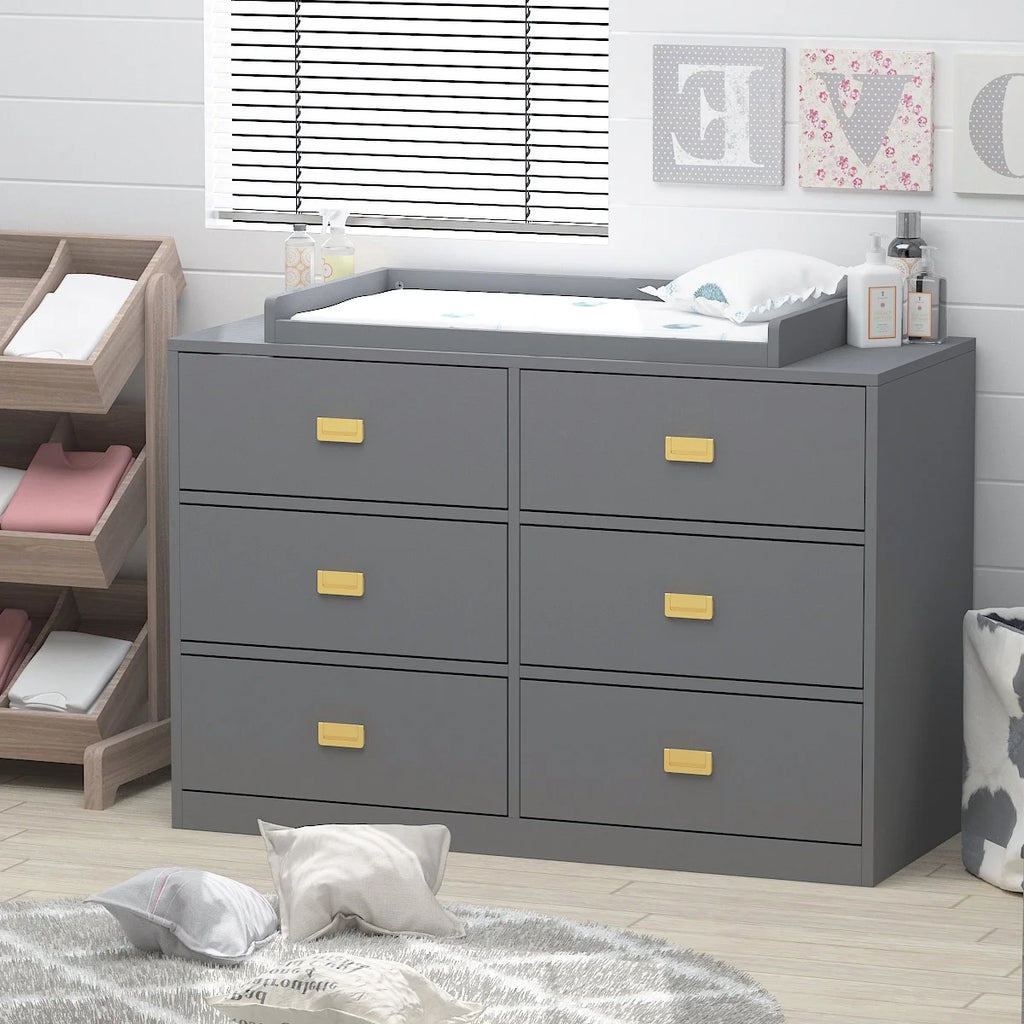 OXYLIFE 45" Baby Nursery Changing Table Dresser with 4 Drawers and Shelf for Nursery Room, White
