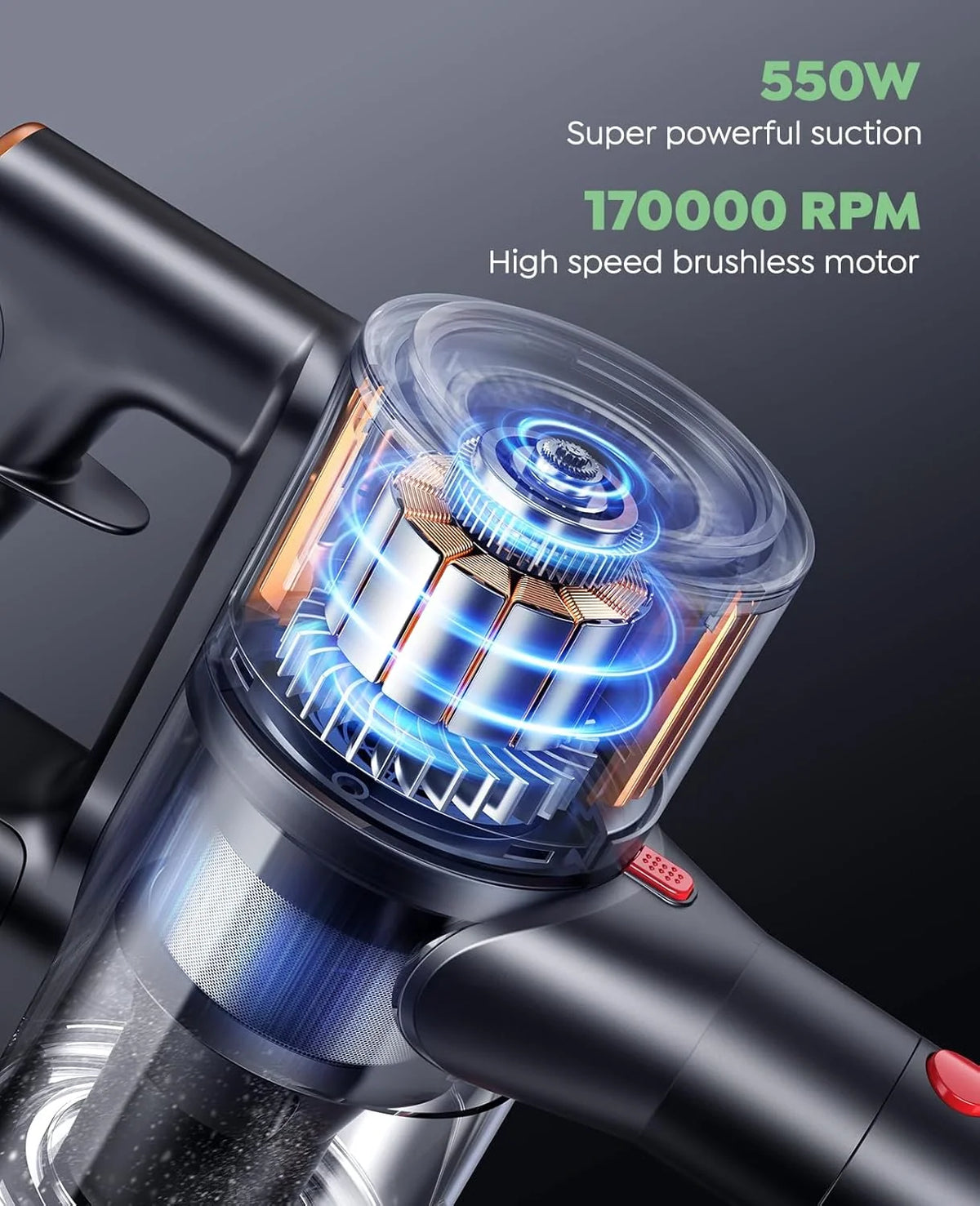 X9 Cordless Stick Vacuum Cleaner, 550W with Wall-Mount Charger