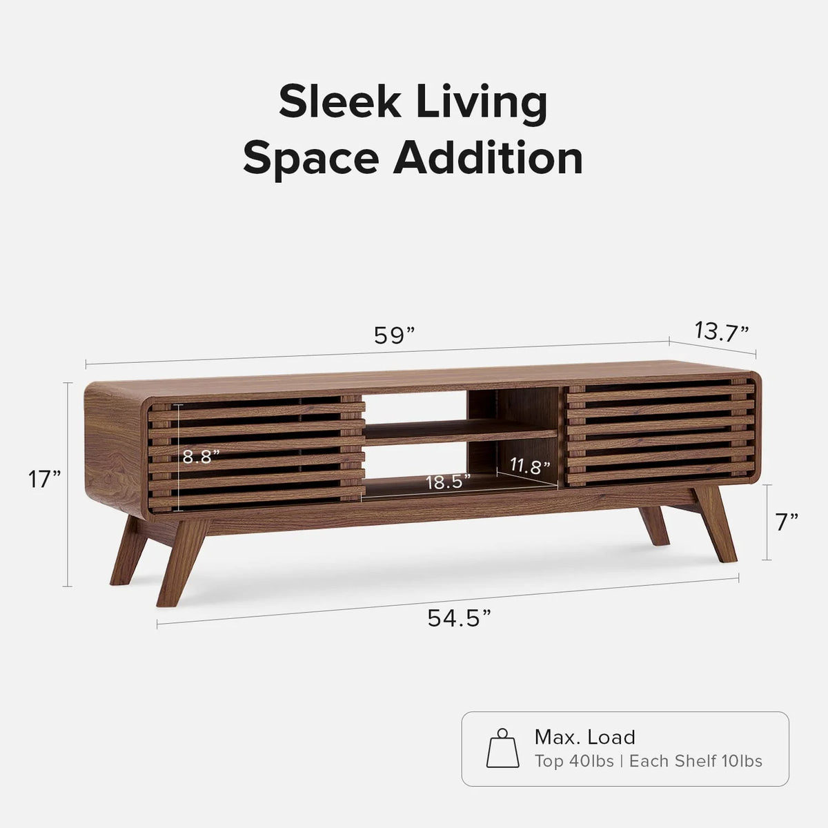 mopio Ensley 59 Walnut TV Stand for 55/60/65 inch TV