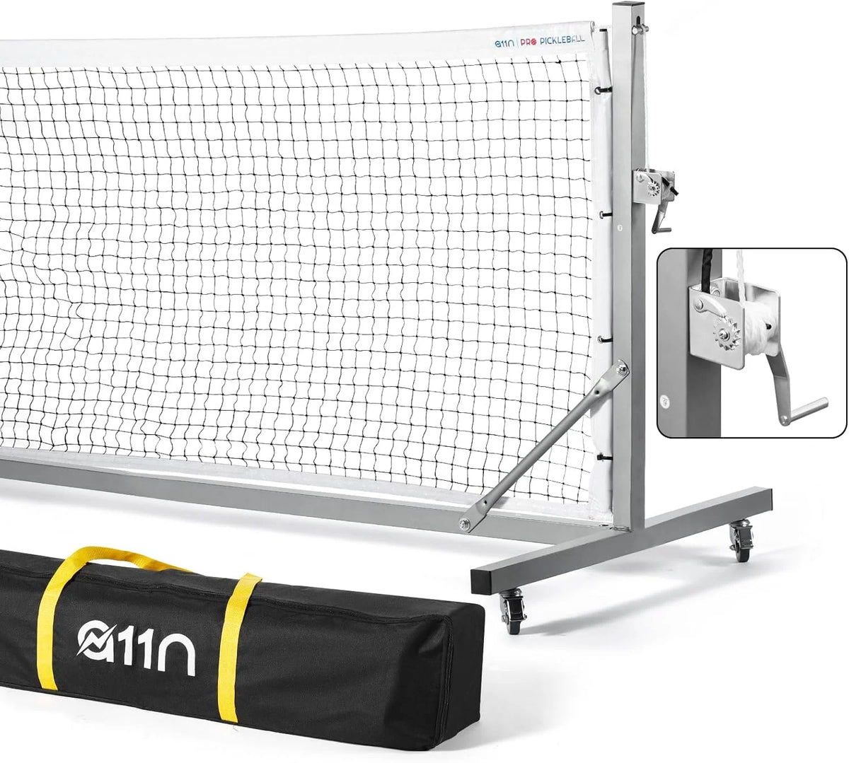 Portable Pickleball Net with Wheels and Winch System