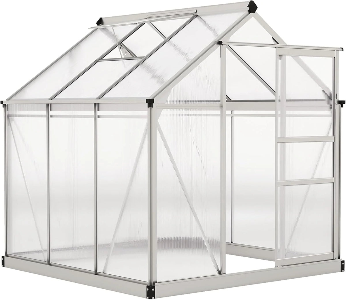 Walk-In Polycarbonate Greenhouse with Sliding Door and Roof Vent