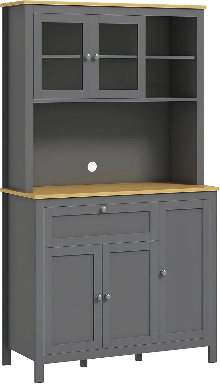 71-Inch Kitchen Pantry Cabinet with Five Doors and Drawer, Gray